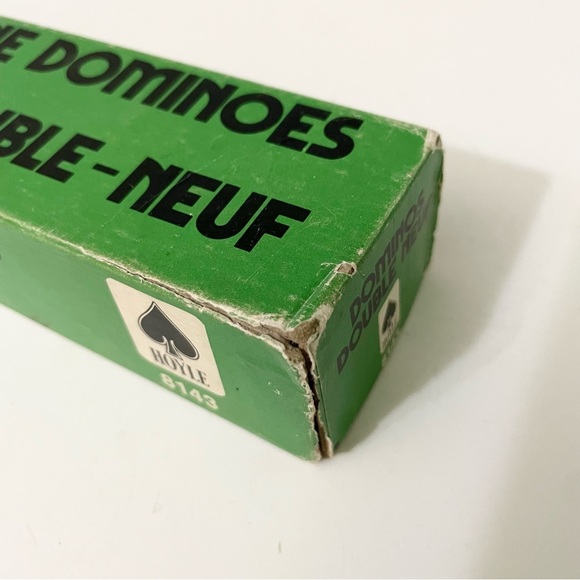 Vtg Hoyle Double Nine Black 55 Wood Dominoes Original Green Box - Picture 9 of 16